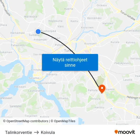 Talinkorventie to Koivula map