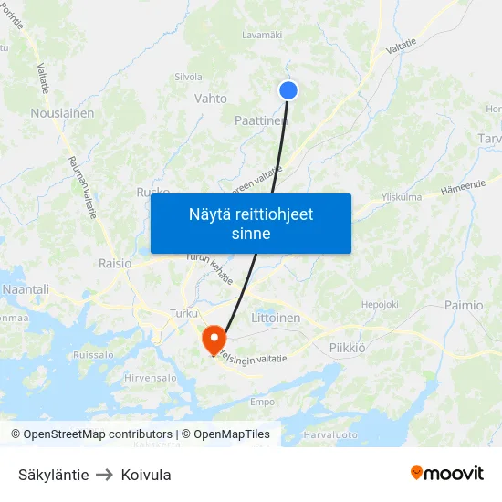 Säkyläntie to Koivula map