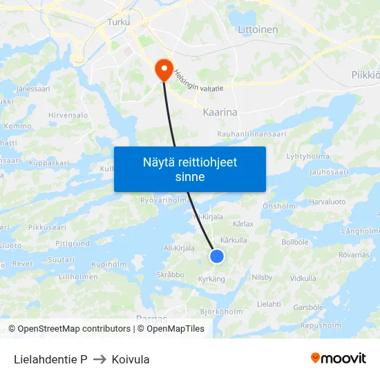 Lielahdentie P to Koivula map
