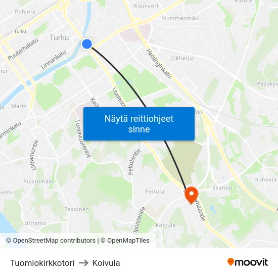 Tuomiokirkkotori to Koivula map