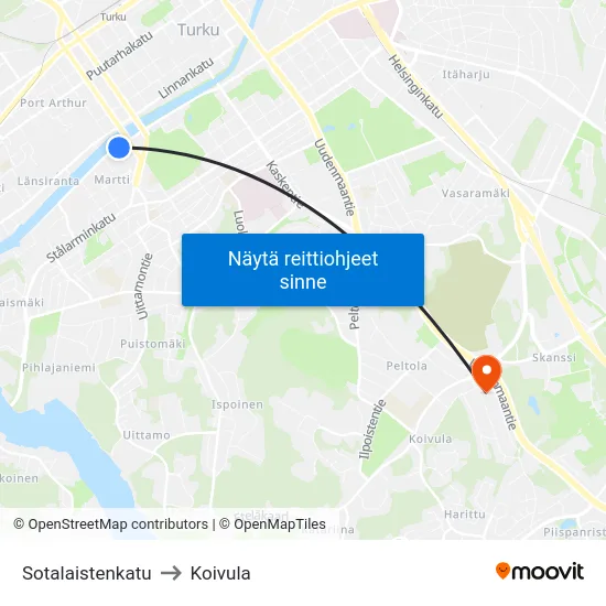 Sotalaistenkatu to Koivula map