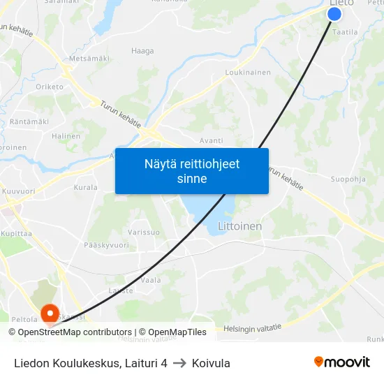 Liedon Koulukeskus, Laituri 4 to Koivula map