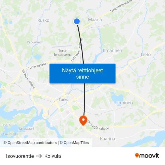Isovuorentie to Koivula map