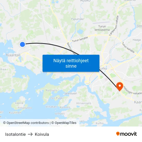 Isotalontie to Koivula map