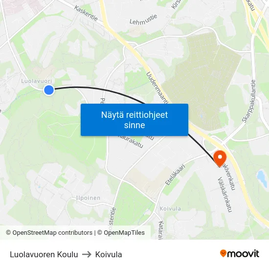 Luolavuoren Koulu to Koivula map
