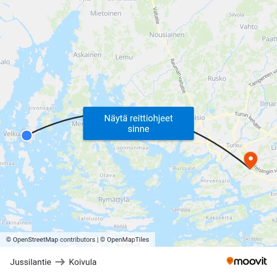 Jussilantie to Koivula map