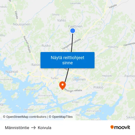 Männistöntie to Koivula map
