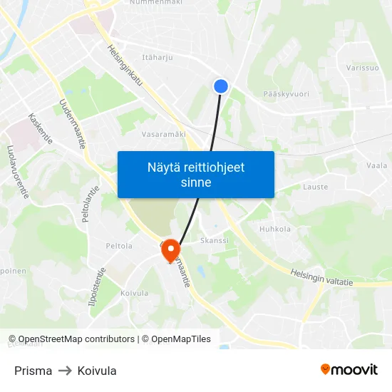 Prisma to Koivula map