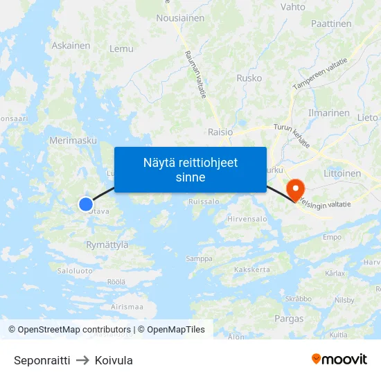Seponraitti to Koivula map