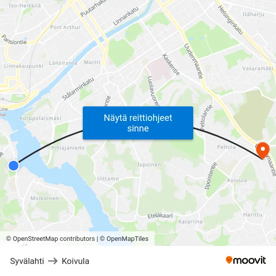 Syvälahti to Koivula map