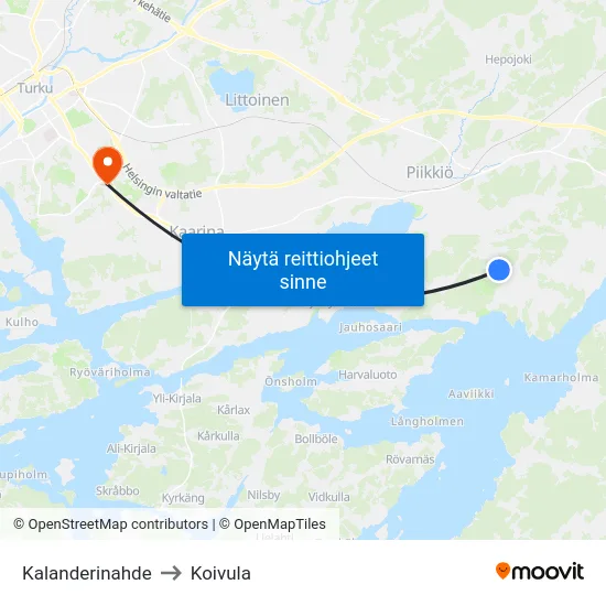 Kalanderinahde to Koivula map