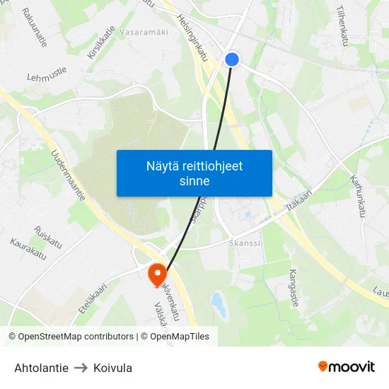 Ahtolantie to Koivula map