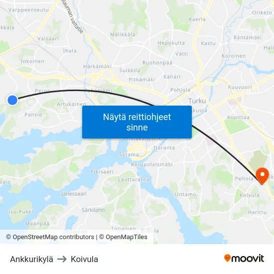 Ankkurikylä to Koivula map