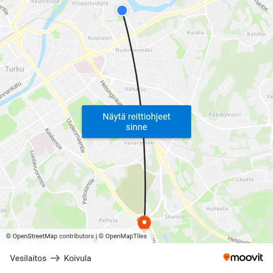 Vesilaitos to Koivula map