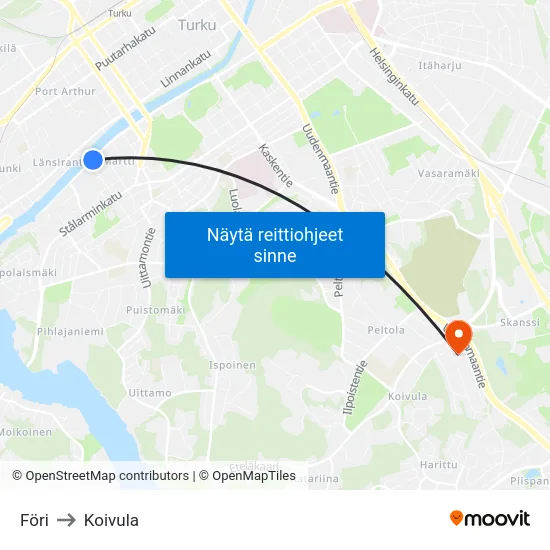 Föri to Koivula map
