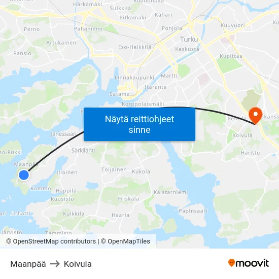 Maanpää to Koivula map
