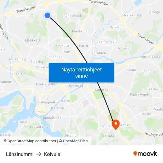Länsinummi to Koivula map