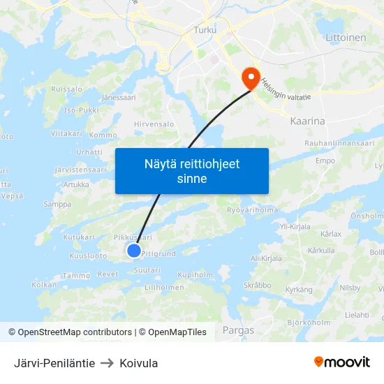 Järvi-Peniläntie to Koivula map