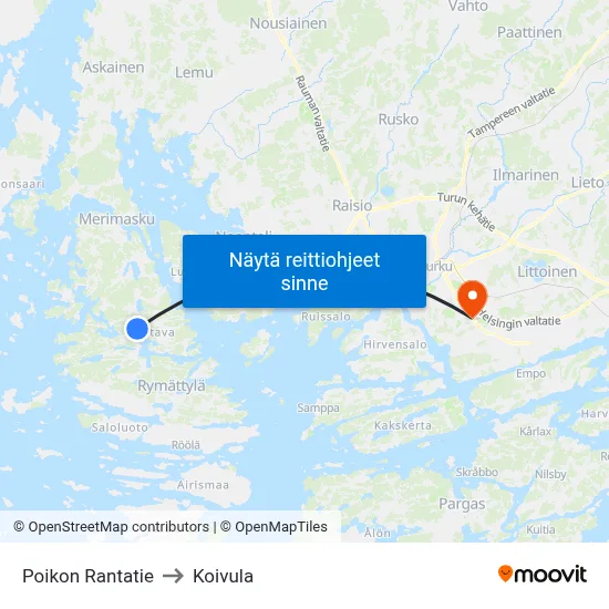 Poikon Rantatie to Koivula map