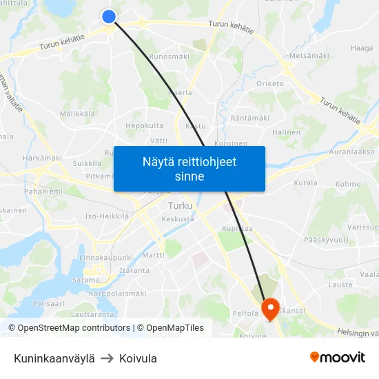 Kuninkaanväylä to Koivula map