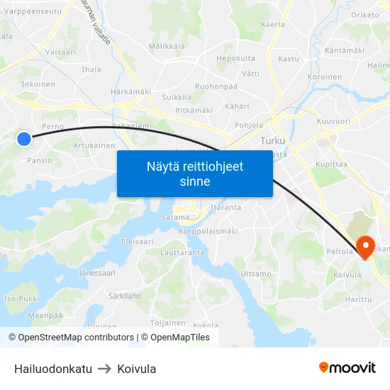 Hailuodonkatu to Koivula map