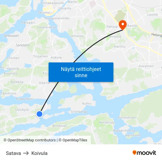 Satava to Koivula map