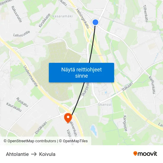 Ahtolantie to Koivula map