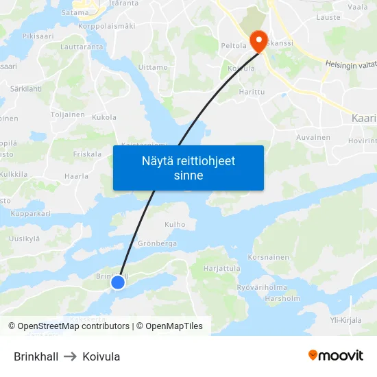 Brinkhall to Koivula map