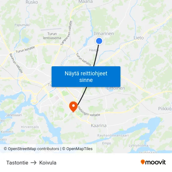 Tastontie to Koivula map