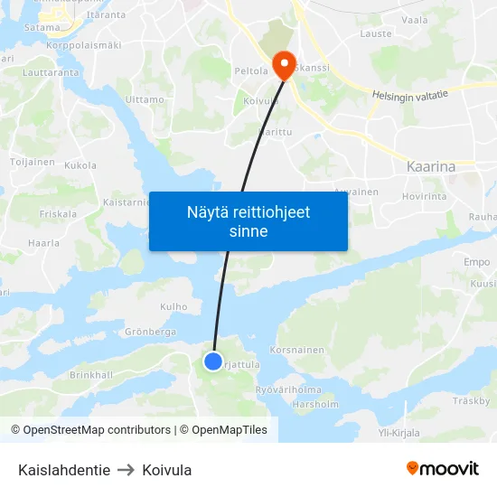 Kaislahdentie to Koivula map