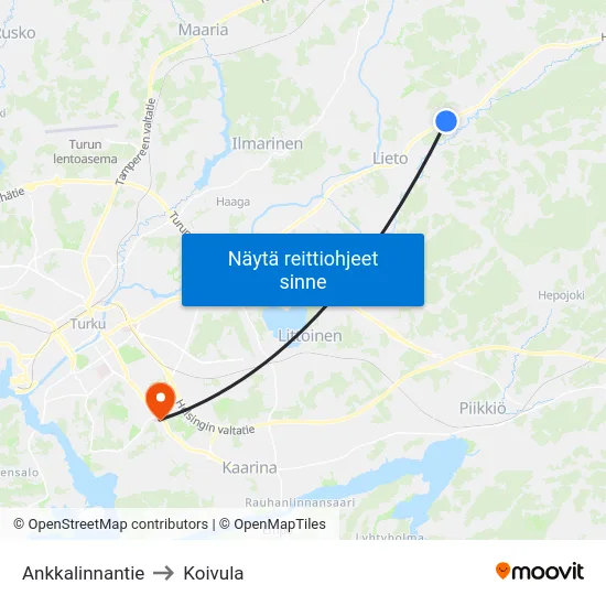 Ankkalinnantie to Koivula map