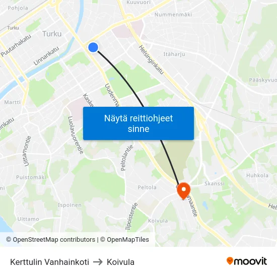 Kerttulin Vanhainkoti to Koivula map
