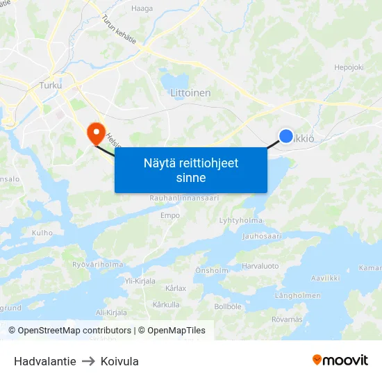 Hadvalantie to Koivula map