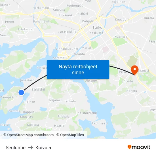 Seuluntie to Koivula map