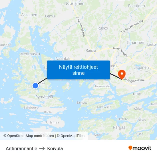 Antinrannantie to Koivula map