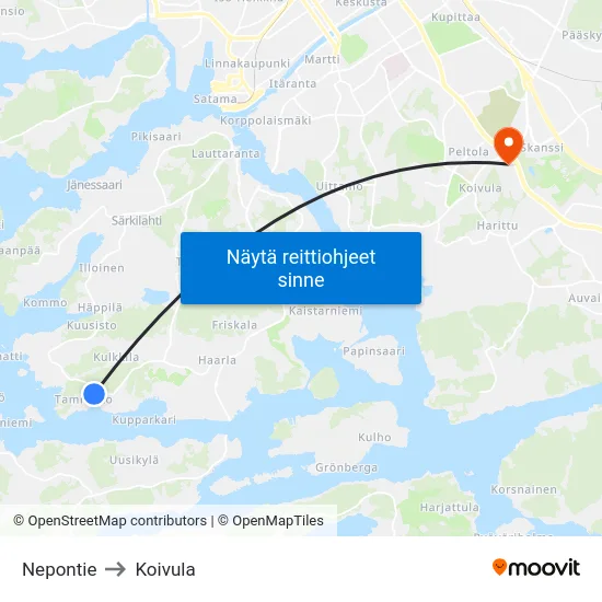 Nepontie to Koivula map
