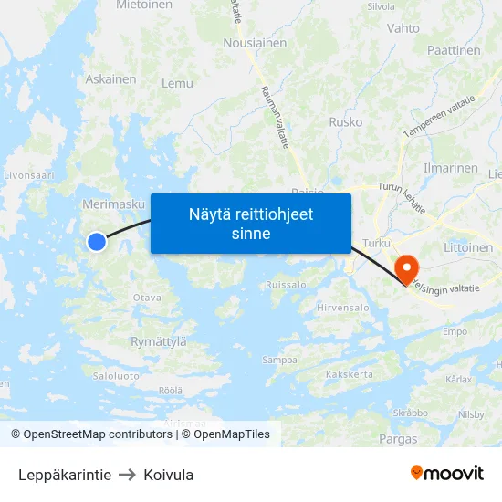 Leppäkarintie to Koivula map