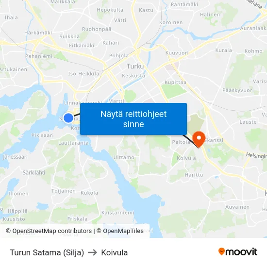 Turun Satama (Silja) to Koivula map