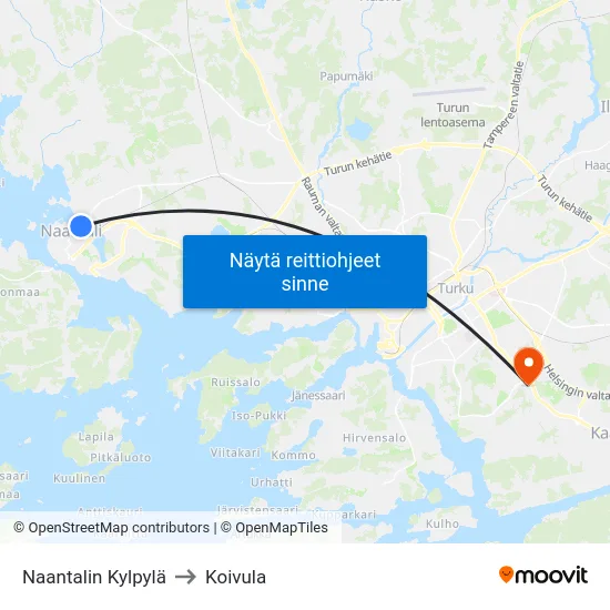 Naantalin Kylpylä to Koivula map