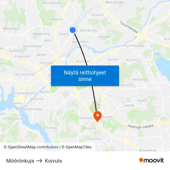 Möörönkuja to Koivula map
