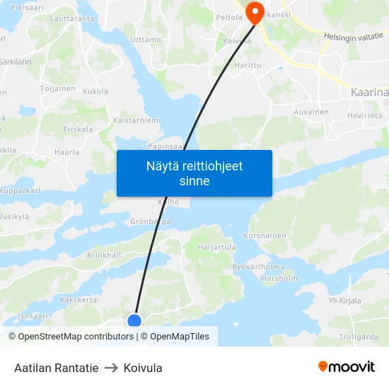 Aatilan Rantatie to Koivula map