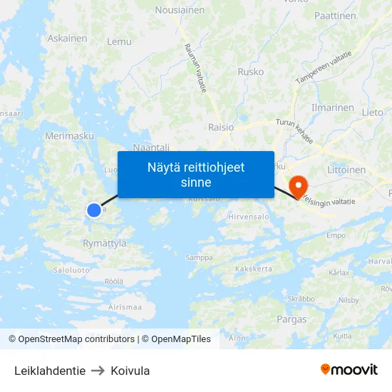 Leiklahdentie to Koivula map