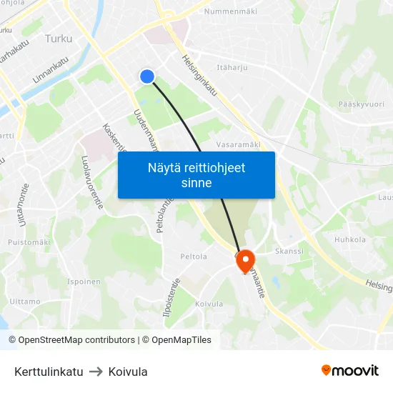 Kerttulinkatu to Koivula map
