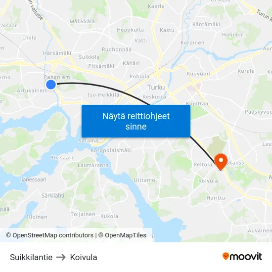 Suikkilantie to Koivula map