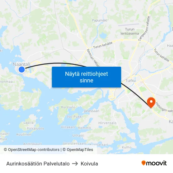 Aurinkosäätiön Palvelutalo to Koivula map