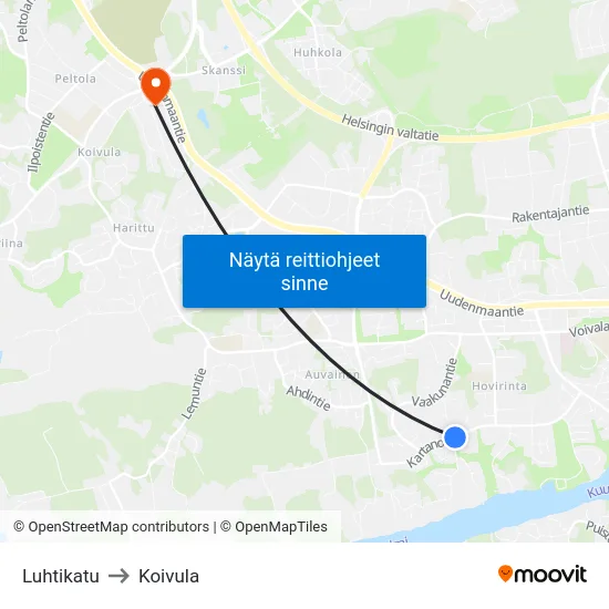 Luhtikatu to Koivula map