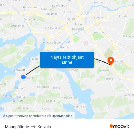 Maanpääntie to Koivula map