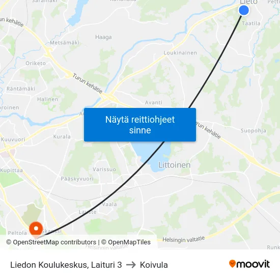 Liedon Koulukeskus, Laituri 3 to Koivula map