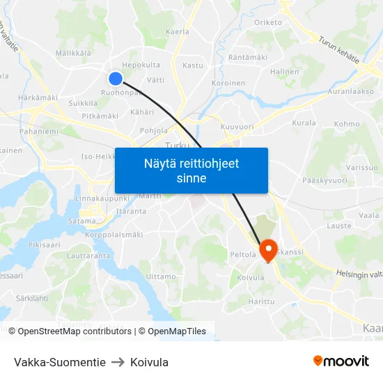 Vakka-Suomentie to Koivula map