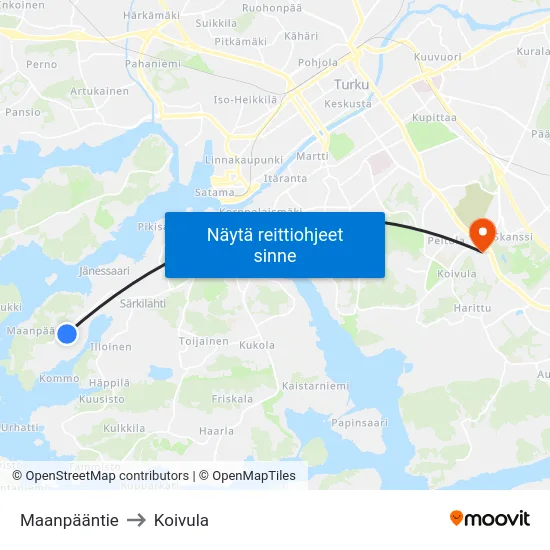 Maanpääntie to Koivula map
